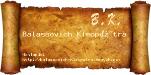 Balassovich Kleopátra névjegykártya